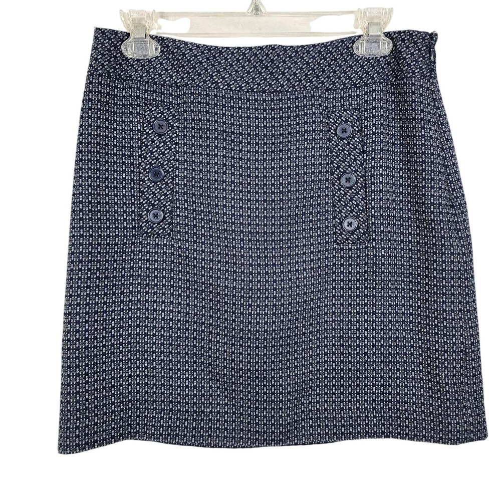 LOFT Ann Taylor Size 4 Cute Blue Tweed Lined Micro Mini Office Pencil Skirt